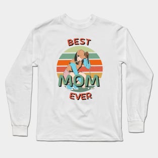 Best Mom Ever Golfing Mom Retro Sunset Long Sleeve T-Shirt